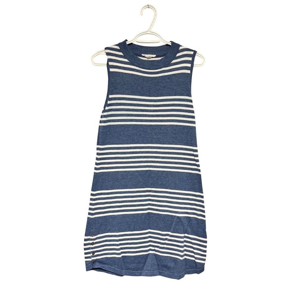 THML Anthropologie Striped Mock Neck Sweater Dress Blue White Size Medium